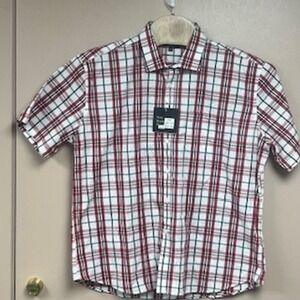 Franco Benicci Mens 3XL Red White Black Plaid Short Sleeve Cotton Shirt SP-19‎